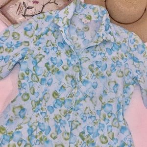 J. Jill Watercolor Floral Linen Blouse